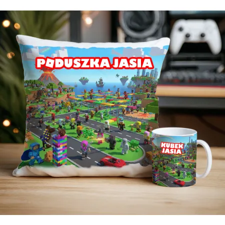 Zestaw prezentowy dla gracza BLOX Poduszka + Kubek z personalizacją